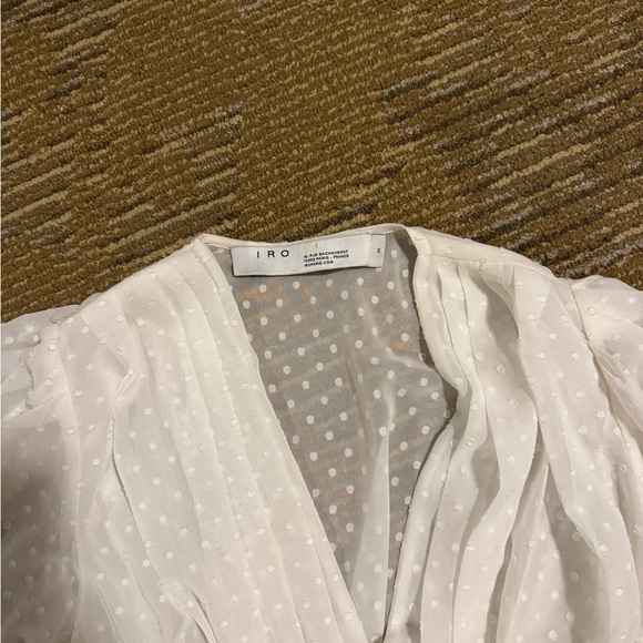 IRO Ciotapse Pleated Swiss Dot Blouse in White - Picture 4 of 4